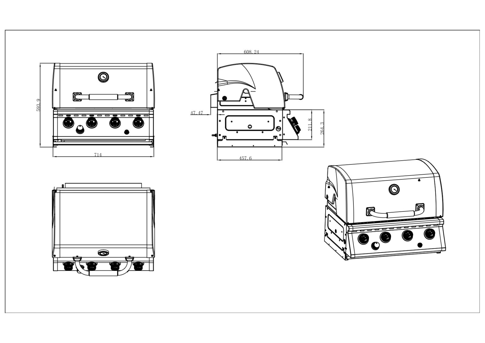 BBQ ΥΓΡΑΕΡΙΟΥ SEMI-PROF TGH-BI-M61 4+1 17,5kW - Image 5