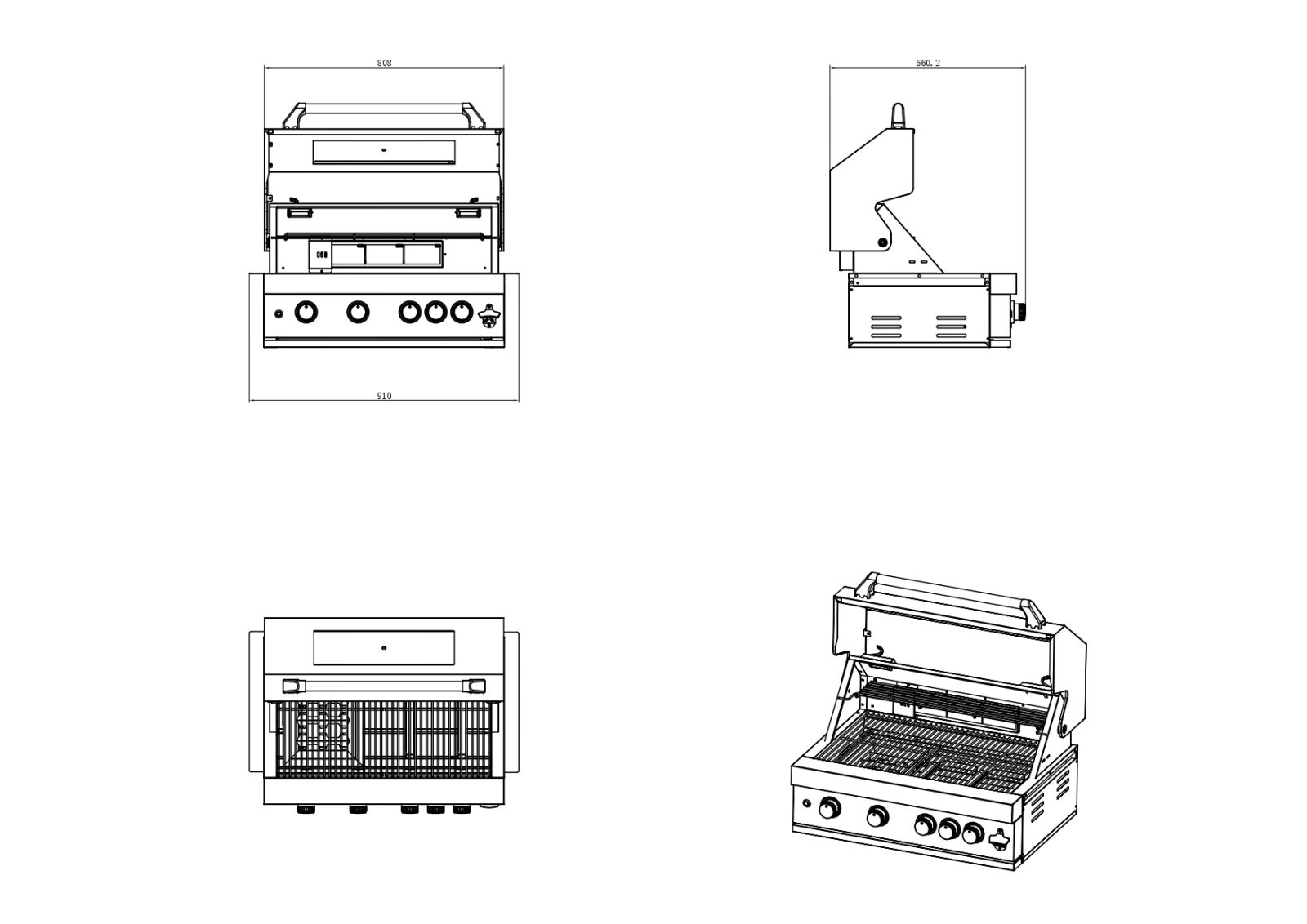 BBQ ΥΓΡΑΕΡΙΟΥ SEMI-PROF TGH-BI-B4-G 4+1 19,3kW - Image 6