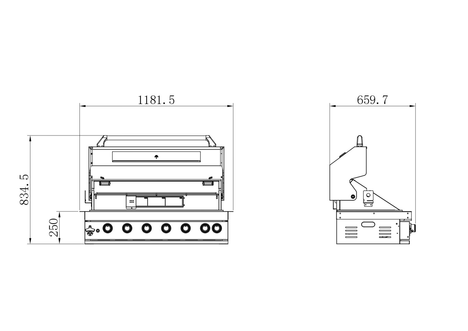 BBQ ΥΓΡΑΕΡΙΟΥ SEMI-PROF TGH-BI-B8B-G 6+1 26,7kW - Image 5
